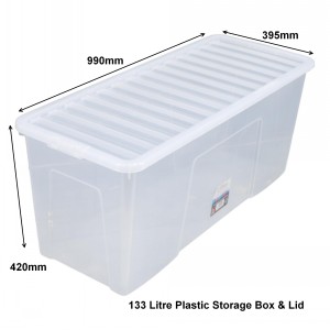 Wham Crystal Plastic Storage Box & Lid Size 20 133 Litre